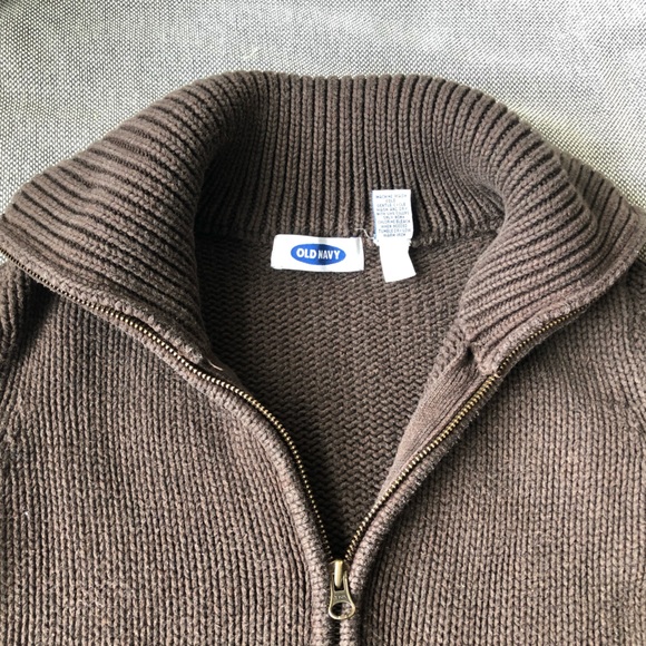 (229) Long Brown Knit Zipup Cardigan - Picture 3 of 7